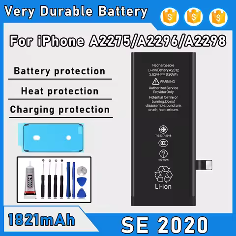 100% 0 Cycle High Capacity Battery For iPhone SE 2020/A2275/A2296/A2298 Phone Bateria+Free Tool Kit