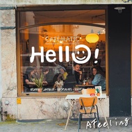 [In ] [In ] Hello English Letter Glass Door Sticker ins Style Clothing Manicure Coffee Window Decoration Photo Mirror Background