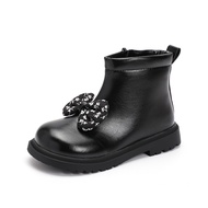 Bốt Bé Gái Giày Bốt Cho Bé Gái Da Siêu Mềm Đính Nơ Hoa Vintage Boot Cổ Ngắn Bos Trẻ Em Gái Sz 26-36