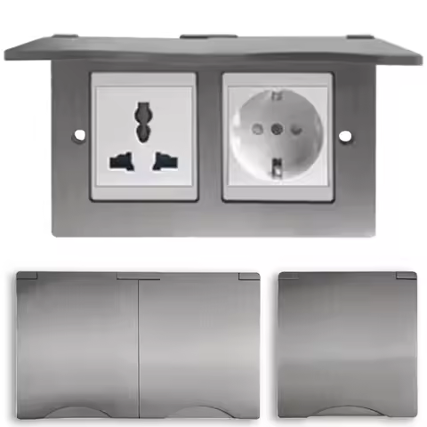 Wall Mount 1 Gang 2 Gang 8mm Stainless Steel Panel Socket 13A Switch Computer Socket Telephone Socke