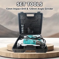 PROMO!! COD Mesin Bor Dan Gerinda Set 2in1 Include Tool Kits Koper Impact Drill & Angle Grinder (G10