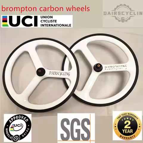 DAIRSCYCLING 16inch 349 three spokes wheelset ceramic bearing brompton bicycle carbon wheelset 74/11