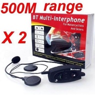 2 X Motorcycle Helmet Bluetooth Headset - 500M Intercom(Bh-01)