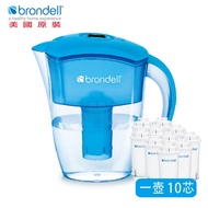 【Brondell】美國邦特爾 H2O+ 純淨濾水壺 （藍）＋八周長效濾芯（10入）