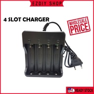 4 SLOT CHARGER 4.2V 3.7V RECHARGEABLE LI-ION BATTERY BUTTON TOP BATERAI 18650 FLAT TOP