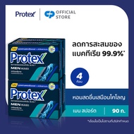 โพรเทคส์ ฟอร์เมน สปอร์ต 90 กรัม รวม 4 ก้อน ให้ความเย็นสดชื่นยาวนาน (สบู่ก้อน) Protex For Men Sport 90g Total 4 Pcs Helps Reduce Bacteria Accumulation (Bar Soap)