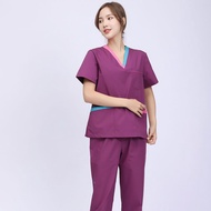 Free Name Scrub Suit for Women Short Sleeve Full Set Nurse Set Hospital Uniform Surgical Clothes Cot