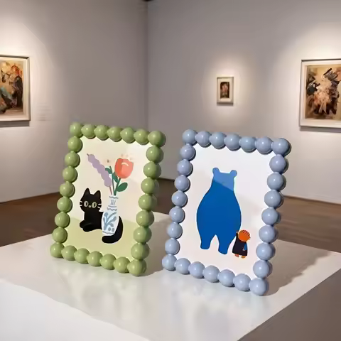 Cute Creamy Bubble Photo Frame Tabletop Display 6-Inch Creative Decor Doping Cartoon Beaded Photo Ta