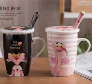 400ml Milk Ceramics Cup pink panther Glass Morning Tea Cup Juice Water Coffee Mug Funny Kitchen Drinkware Girls Gift Dinnerware