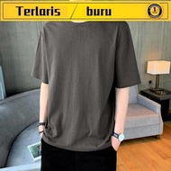 baju t shirt lelaki murah viral baju kaos lelaki T-Shirt Lengan Pendek Lelaki Sutera Ais Musim Panas Kolar Bulat Longgar Trend Peluh Cepat Kering Lengan Tengah Putih T-Shirt Pasangan Trend Baju