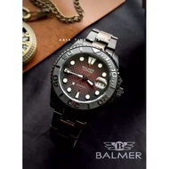 BALMER | 8135G BK-10 Automatic Sapphire Men Watch with Black Brown Dial Black Stainless Steel [free black silicon strap]