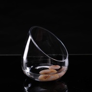 [tenlzsp0bc] Slant Cut Bowl Glass Vase Mini Candy Bowl Jar Glass Terrarium Bowl for Tabletop Home Of