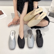 34-43 Size Women's Flat Slippers Flashing Mules Plus Size Women's Shoes