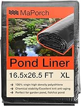 MAPORCH Pond Liner 16.5 x 26.5 FT Waterproof 100% HDPE Reinforced Polyethylene 20 Mil for Fish Koi Pond, Fountain, Waterfall, Water Tank, Pond Liners for Outdoor Ponds- UV Resistant Pool Liner, Black