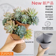 Spiral-M-145(Medium) 14.5cm Dia x 21.8cm H, (3DPrinted)Garden lab Pot, Cactus , Astrophytum,Lithops,