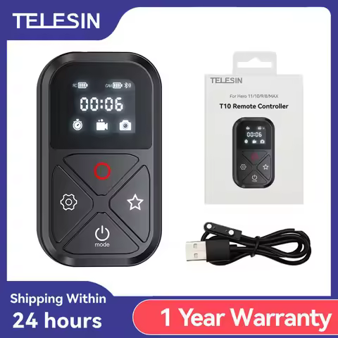 TELESIN Bluetooth Remote Control T10 For GoPro Hero 12 11 10 9 80M Action Camera Wireless Smart Remo