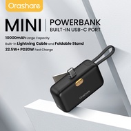 Orashare PNS10 10000mAh Mini Powerbank Built-In USB-C Connector & iP Cable With Foldable Stand