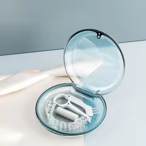Braces Storage Box Retainer Storage Box with Mirror Closure Dustproof Moisture-proof Sealed Case for
