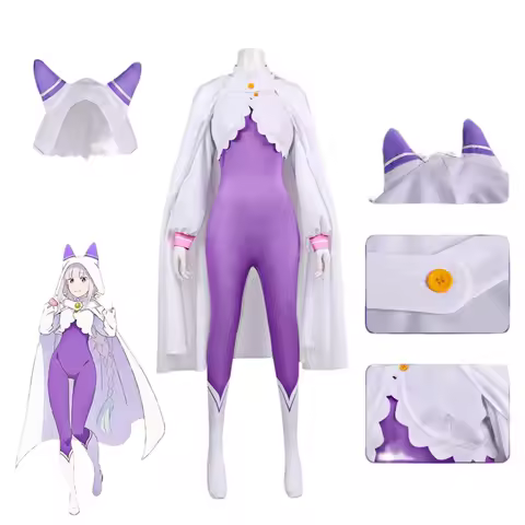 Re Life In A Different World From Zero Emilia Cosplay Costume Wig Set jumpsuits