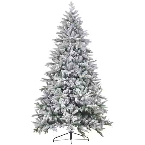 HOMCOM 8ft Snow Flocked Artificial Christmas Tree with 2003 Tips, Foldable Metal Stand, Easy Assembl