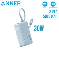 Anker A1636 30W 3-in-1 Powerbank And Dual USB Wall Charger 5000mAh Battery Fast Charging Foldable Pl