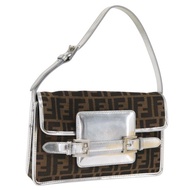 FENDI Zucca帆布單肩包 黑色 棕色 正品 169711