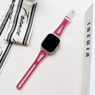 รุ่นใหม่สำหรับซีรีส์ 9 apple watch อัลตร้า 49 มม. สายหนังซิลิโคน 45 มม. 44 มม. 42 มม. 38mmiwatch87654321se สายบาง 40 มม