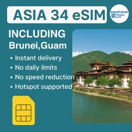 Asia eSIM 34 Countries High Speed Unlimited Data Supports Hotspot 6GB 10 Days | Guam eSIM Nepal Bhut