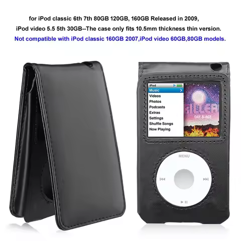 Flip Leather Protective Case Cover for Apple iPod Classic 6th 7th 80G 120G Thin 160G iPod Video 5th 