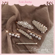 Teenie Korean hair clip vintage handmade pearl headdress with girly bangs clip韩国发夹复古手工珍珠女头饰边夹少女刘海夹一字
