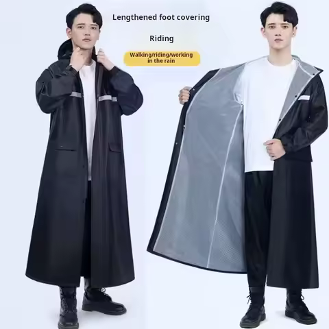 Oxford cloth rain poncho PVC one-piece reflective raincoat adult hooded outdoor rainstorm proof work