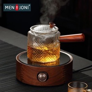 Men&amp;Joni高檔胡桃木電陶爐煮茶器套裝辦公室耐熱玻璃側把蒸煮茶壺