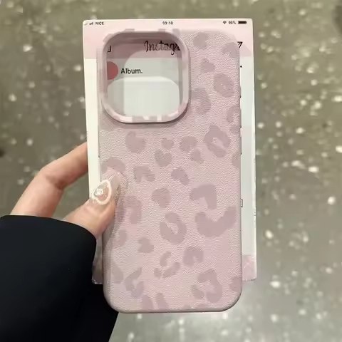 Pink Black Leopard Lichee Pattern Case For OPPO Reno 14 Pro 13F 12F 11F 13 12 11 10 Pro 8T 7 7Z 5G A