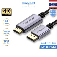ส่งจาก กทมIdigital DP to HDMI Cable สายเคเบิล 4k 30Hz 1080p 120Hz 1m- 5m For PC TV โปรเจคเตอร์ รับปร