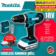 MAKITA Lithium-Ion Li-Ion Cordless Hammer Drill 13mm With 18V 2.0Ah G-Battery &amp; Charger HP488D006 - BUILDMATE - LXT