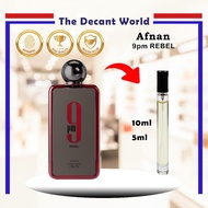Afnan 9pm REBEL EDP 10ml 5ml Decant Perfume