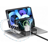 85W Charging Station for Multiple Devices,7 Port USB Charger Stations with 2 AC, 2 USB C, 3 USB A,Fa