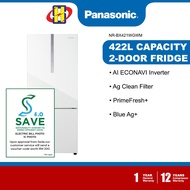 (Save 4.0) Panasonic Refrigerator (422L / White) ECONAVI Inverter Blue Ag Prime Fresh+ 2-Door Fridge NR-BX421WGWM