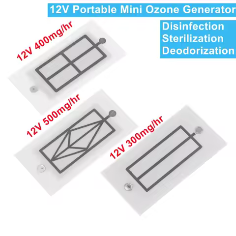 12V Portable Mini Ozone Generator 500/400/300mg Integrated Ceramic Plate Ozonizer Air Water Cleaner 