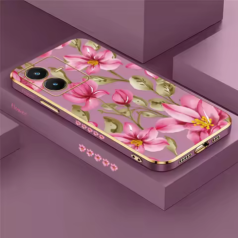 Soft Silicone TPU Phone Case For Vivo S18 S16E S15E S12 S10E S1 Pro S17 Pro Shockproof Plating Flowe