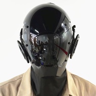 NEW Cyberpunk Mask Futuristic Techwear Halloween Cosplay Helmet Decor with Light and Dirty Braid Jap