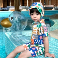 SM Baby-212 Express Delivery In Bangkok Children's Swimsuit Doodle Art Pattern Super Chic Set Of Hat