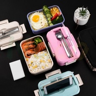 Wheat Fiber Lunch Box Set with Stainless Steel Spoon Bekas Makanan Microwave Safe Bento Food Warmer Tupperware 饭盒 午餐盒