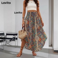 Lovito Boho Tribal Print Pattern Asymmetrical Skirt for Women LNL75234 Lovito Rok Boho dengan Pola T
