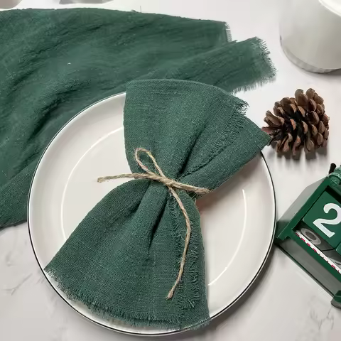 10pcs 32x32cm Wholesale Christmas Red Gauze Cotton Cloth Napkins Reusable Tea Towel Wedding Party Ta