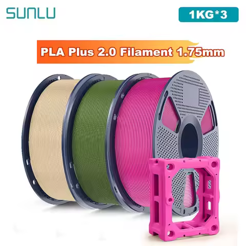 SUNLU 3KG PLA Plus 2.0 3D Printer Filament 1.75mm 1000g Spool (2.2lbs) Neatly Arranged No Knot Filam