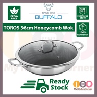 [READY STOCK] BUFFALO 牛头牌 TOROS 36cm SUS316 Non Stick Honeycomb Wok 牛头牌316不锈钢36cm不粘涂层蜂巢锅