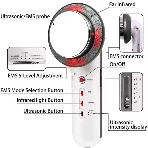 6 IN 1 Body Shape Massager EMS ultrasonic Slimming Gel Cream Infrared 1Mhz Ultrasound Cavitation Fat