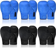 Syhood 6 Pairs Boxing Training Gloves Punching Bag Gloves for Men Women Beginners Professional Shockproof Boxing Gloves Set for Sparring Training Playing Kickboxing (Blue and Black)