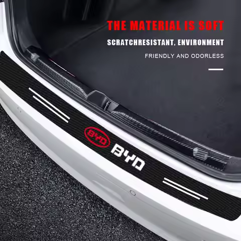 1pcs Carbon Fiber Car Trunk Rear Bumper Sticker Guard Plate Protector For BYD F3 E6 Yuan Plus Atto F